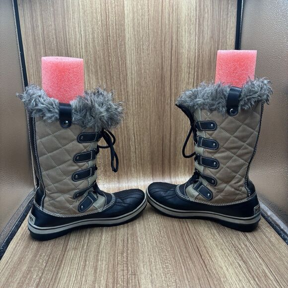 Sorel Women's Tofino Cate Boots Quilted Faux Fur Winter Snow NL1937 Brown US 8.5 - Picture 5 of 9
